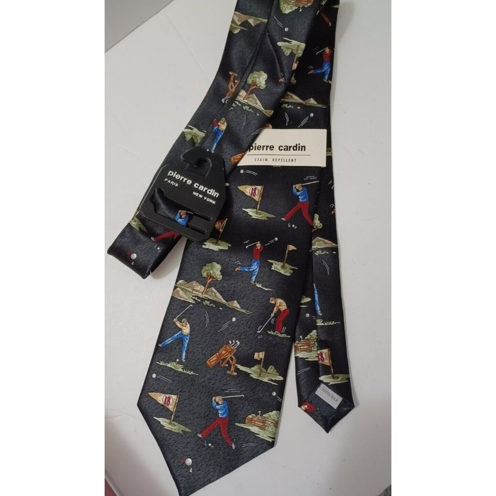 Pierre Cardin Men's Tie Golf 100% Silk Novelty Print Fairway NEW WITH TAGS